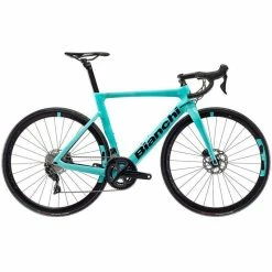 Vélo Route Bianchi Aria Aero Shimano 105 Di2 5K Celeste CK16/Black Full Glossy 2023 47 Vert Bianchi Freinage Disque